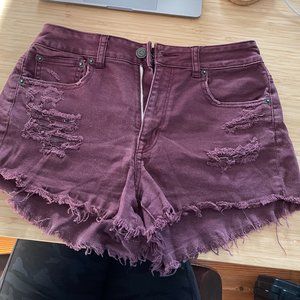 American Eagle Burgundy Denim Jean Shorts Size 8